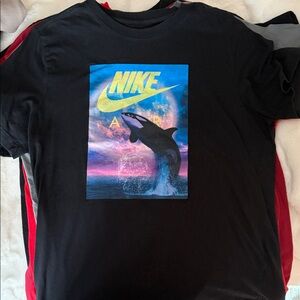 Nike Black T-Shirt with Orca and Sunrise Graphic